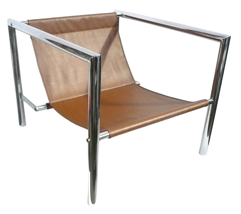 Fantastic Pair of 1970's Chrome Lounge Chairs by Jonathan Ginat for A.I.C. 1