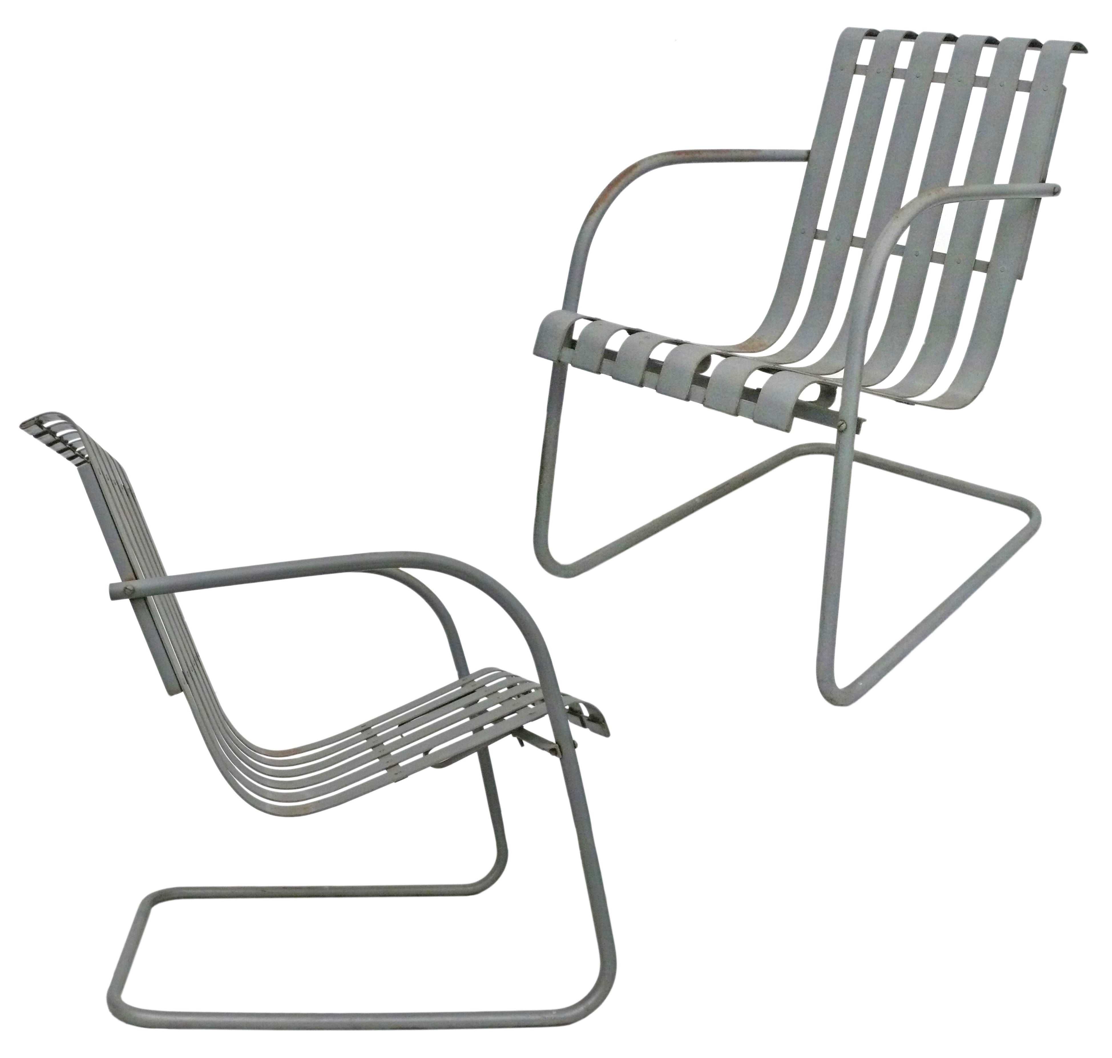 Pair of Metal Outdoor Lounge Chairs at 1stDibs