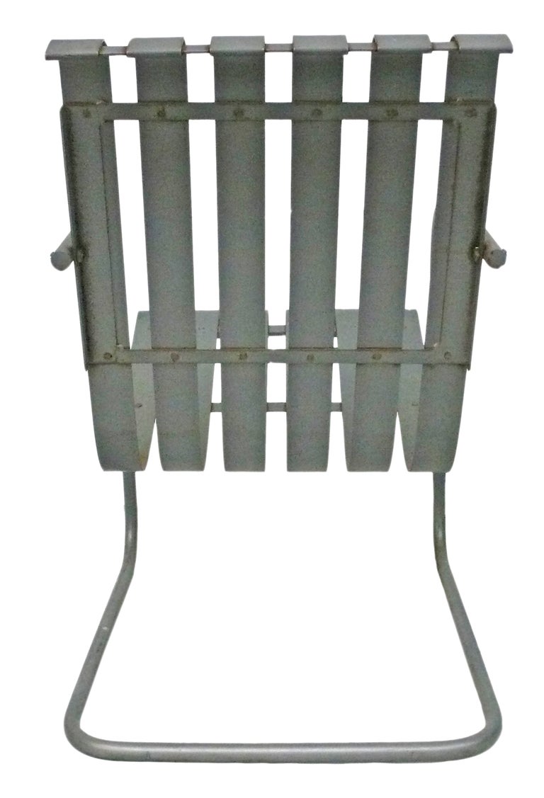 Mid-20th Century Pair of Metal Outdoor Lounge Chairs