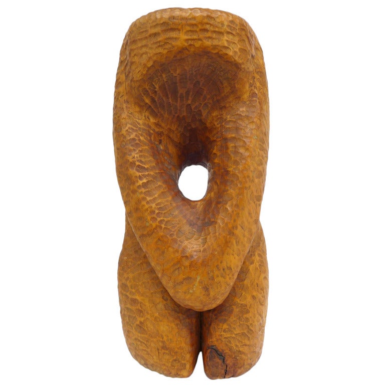Spectacular Biomorphic Chip Carved Wood Sculpture For Sale