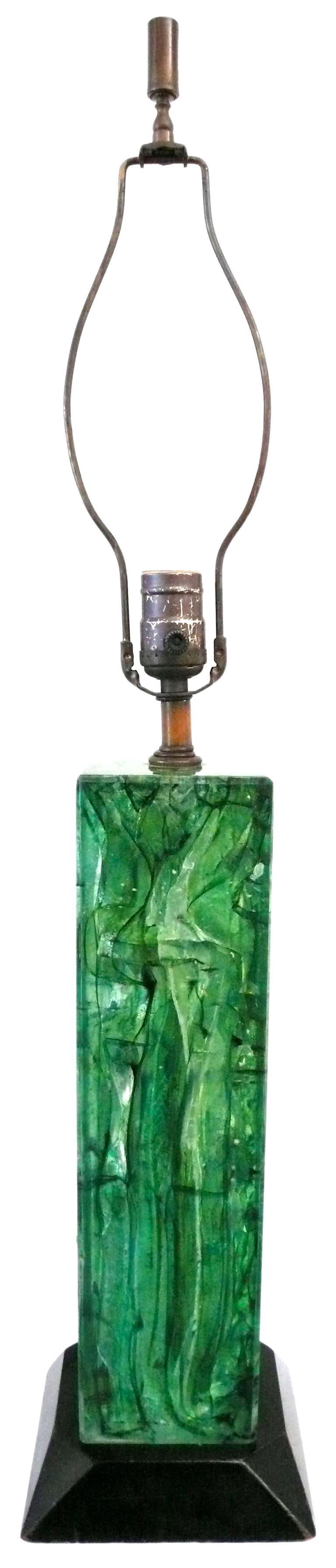 Late 20th Century Vintage Acrylic Table Lamp with Decorative Inclusions