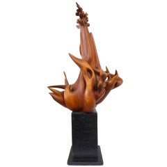 Remarkable Biomorphic Carved Wood Sculpture by Robin Spry Campbell