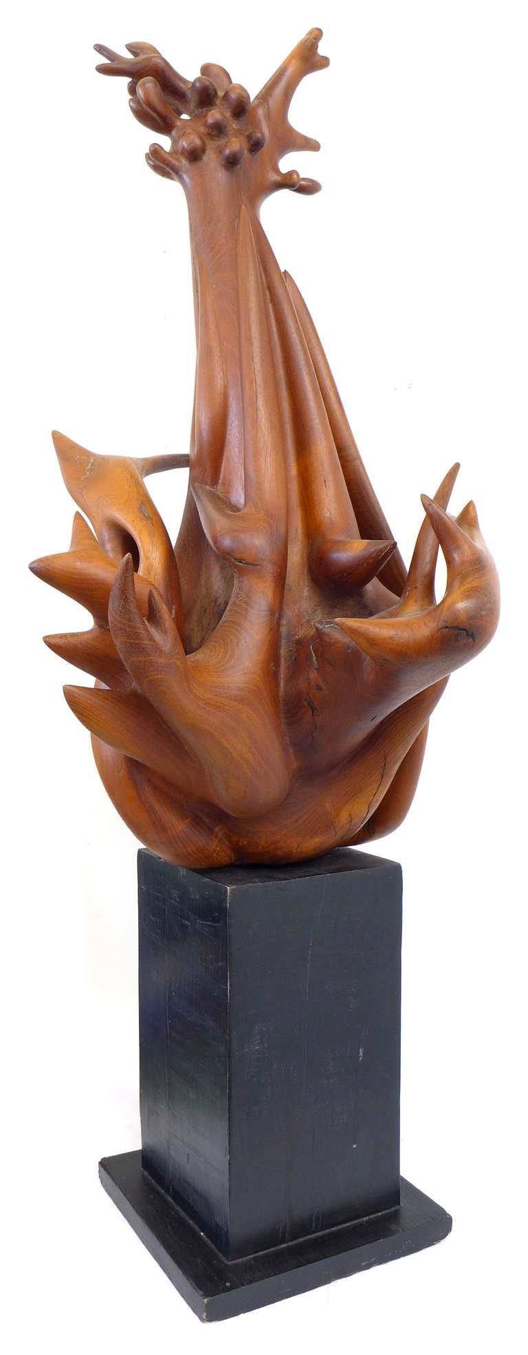 Remarkable Biomorphic Carved Wood Sculpture by Robin Spry Campbell In Good Condition In Los Angeles, CA
