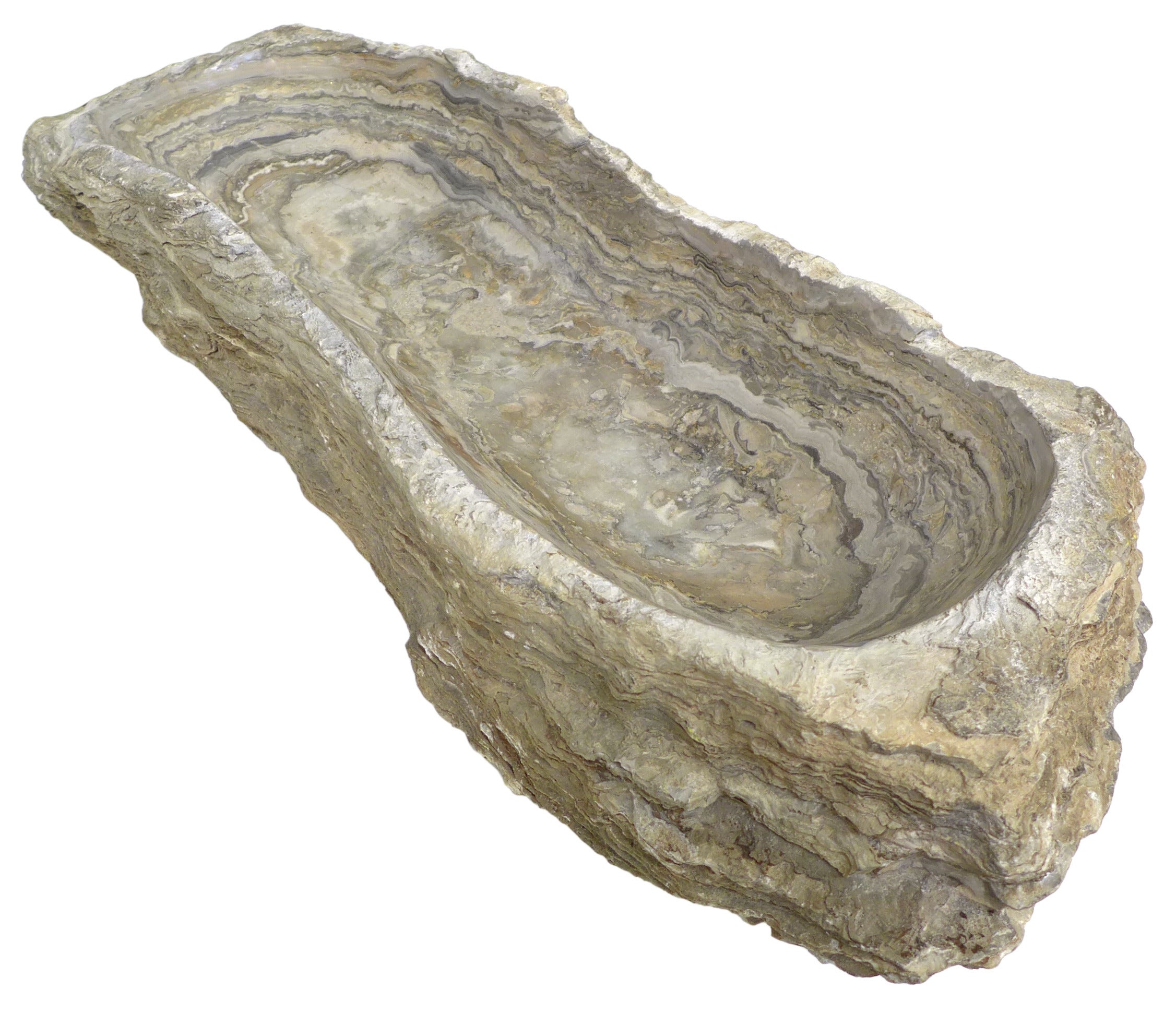 Beautifully Carved Stratified-Stone Basin