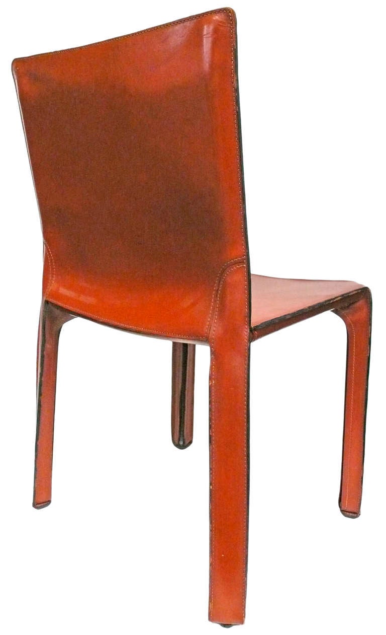 Leather Set of Four Vintage CAB Chairs by Mario Bellini for Cassina