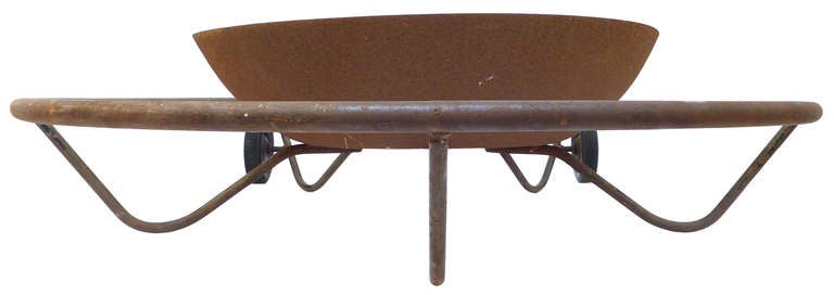 Mid-20th Century Modernist Welded-Steel Mobile Fire Pit