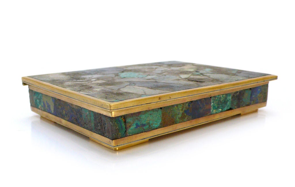 Brass and Azurite Box In Excellent Condition In Los Angeles, CA