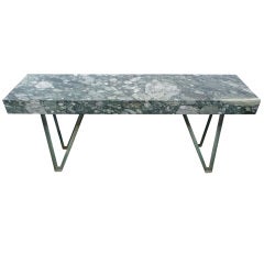 Console Table with Exotic Stone Top on Industrial Steel Legs