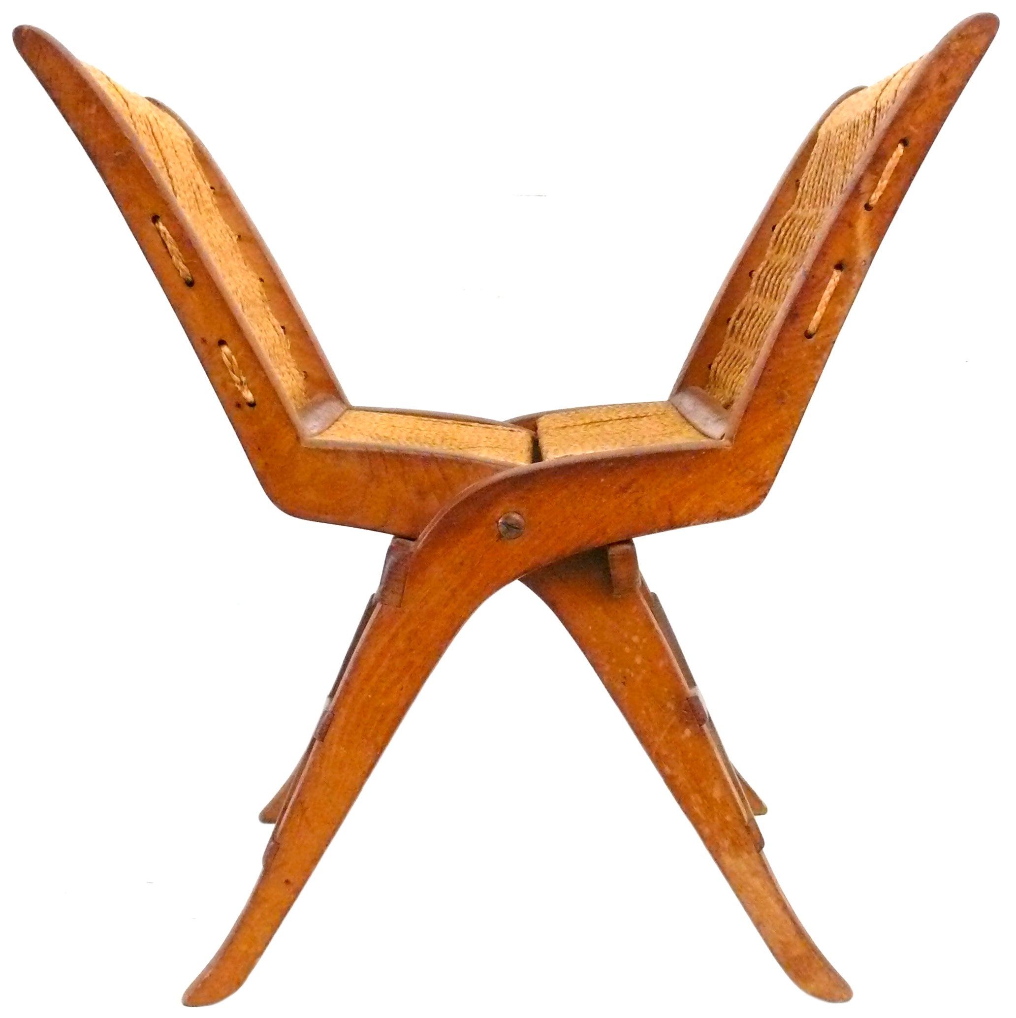 Italian Folding Stool with Rushed Seat
