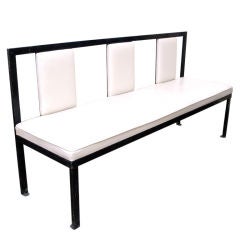 Vintage Metal and Leather Bench.
