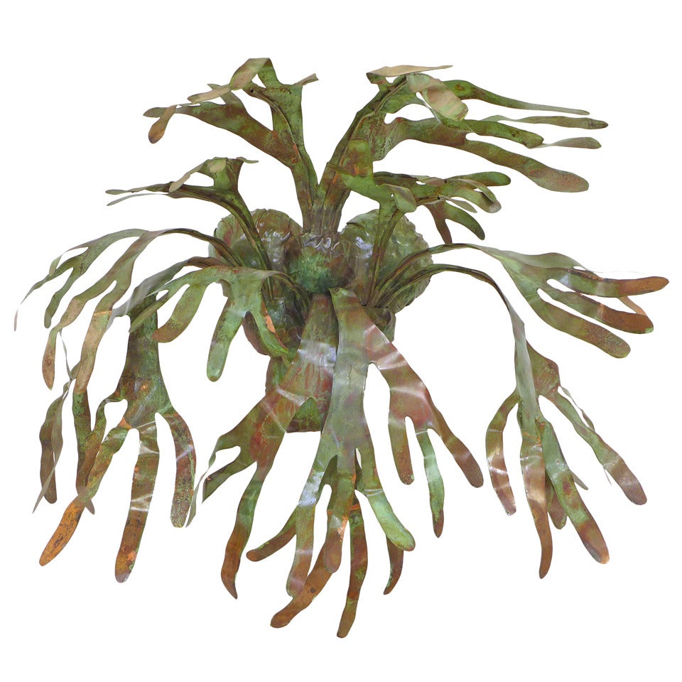 Enameled Copper Staghorn Fern Wall Sconce