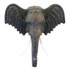 Marvelously Carved Wood Elephant Head