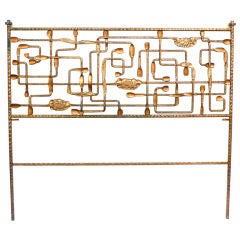 Vintage Sculptural Bronze Headboard