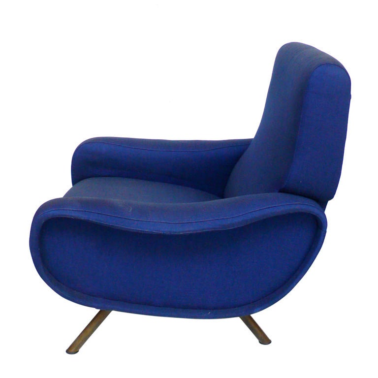 Italian Pair of Blue Lady Chairs by Marco Zanuso