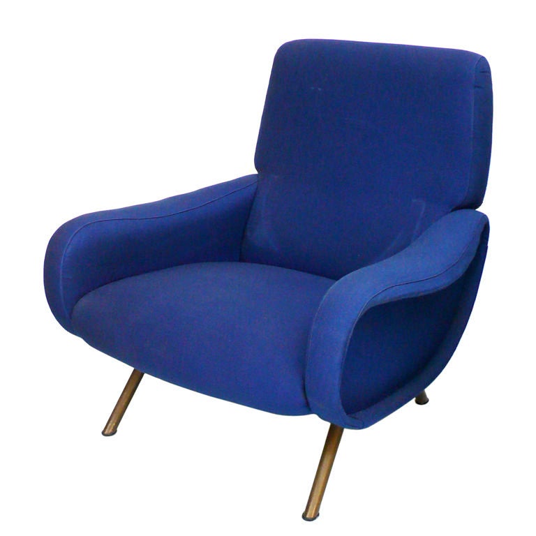 Pair of Blue Lady Chairs by Marco Zanuso 1