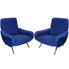 Pair of Blue Lady Chairs by Marco Zanuso
