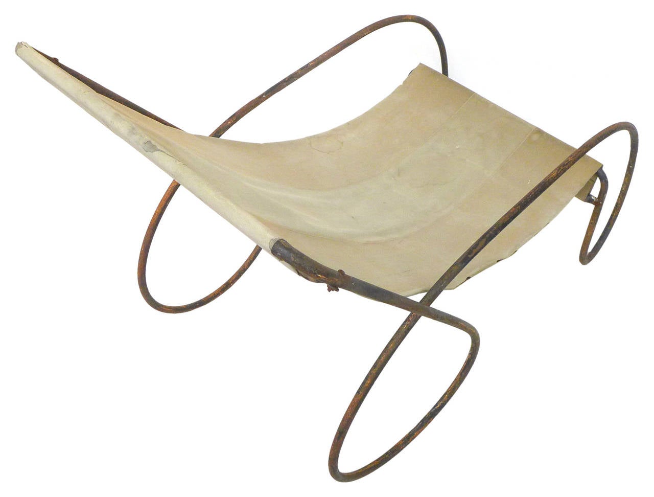 Mid-20th Century Pair of Unusual Tubular Steel and Canvas Sling Lounge Chairs