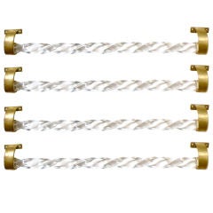 set of 4 Brass and Lucite Towel Racks