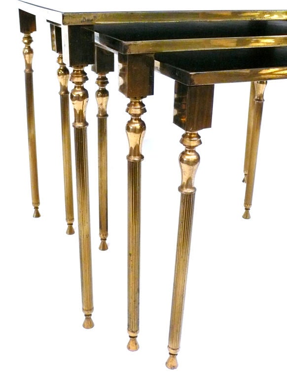 Set of Three Brass Nesting Tables