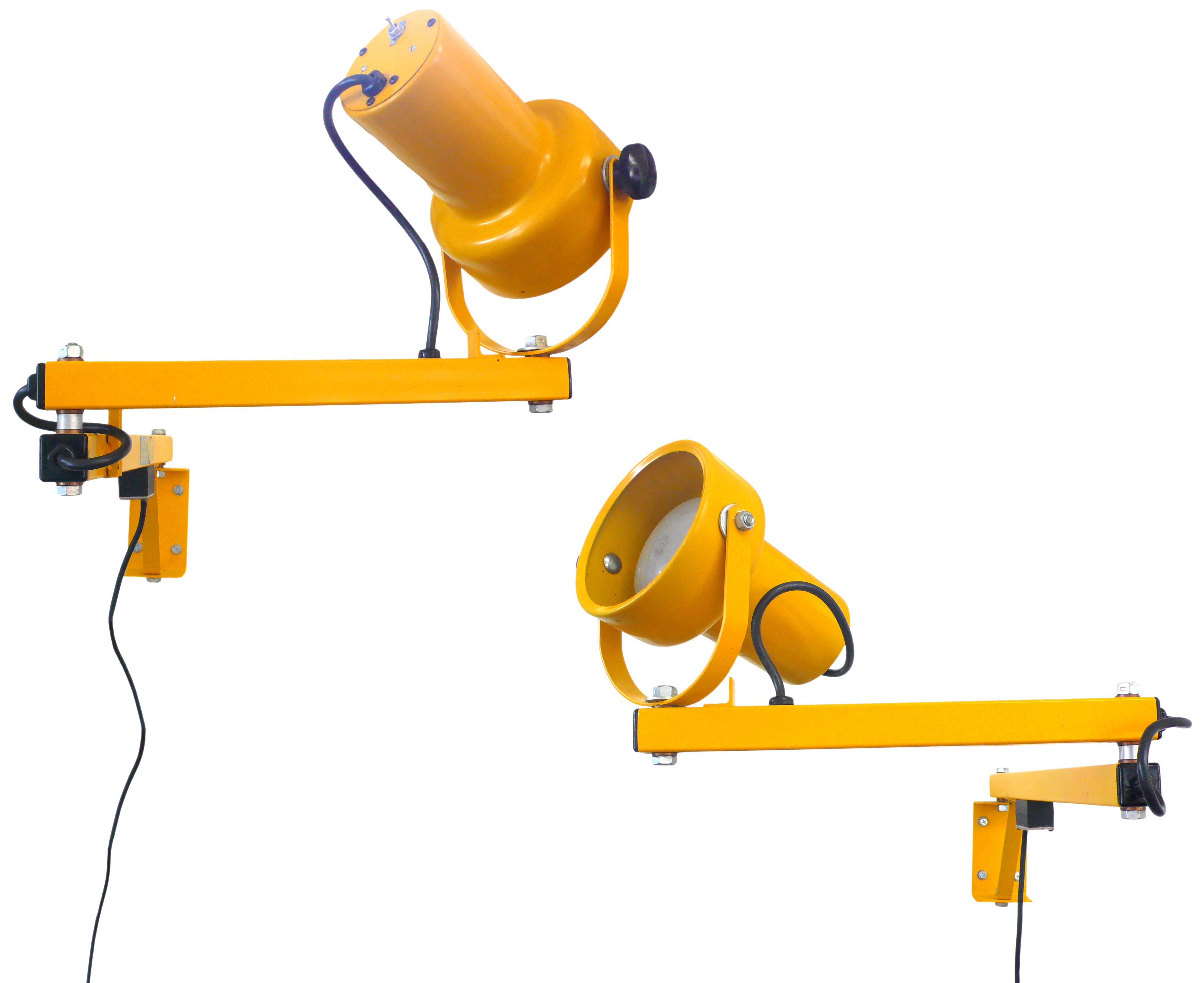 Pair of Articulated Wall-Mounting Industrial Lamps