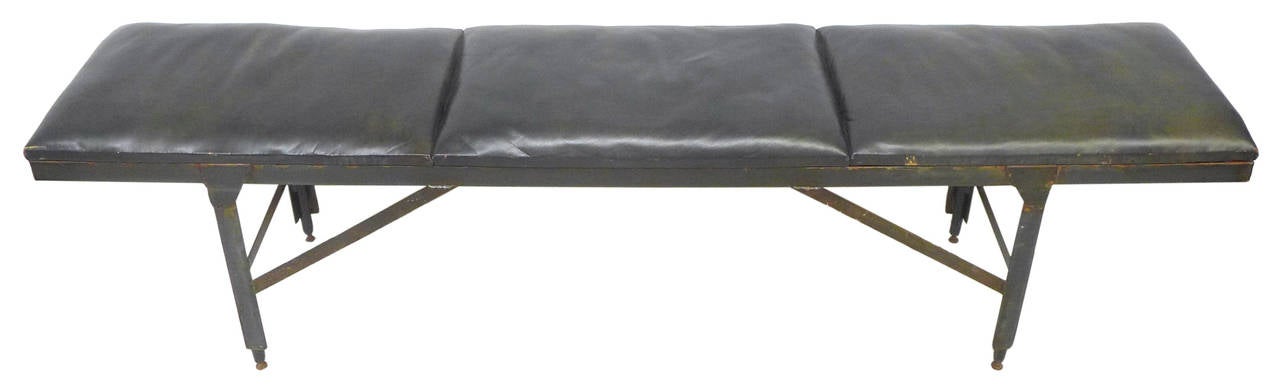 Welded Steel and Leather Bench In Good Condition In Los Angeles, CA