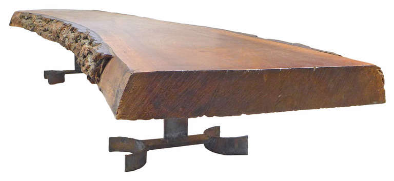 Mid-Century Modern Fantastic Organic Wood and Iron Table by Architect, Donald Dunkley