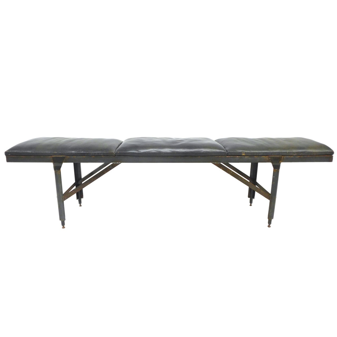 Welded Steel and Leather Bench