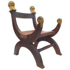 Mexican Wood and Leather Monkey Chair