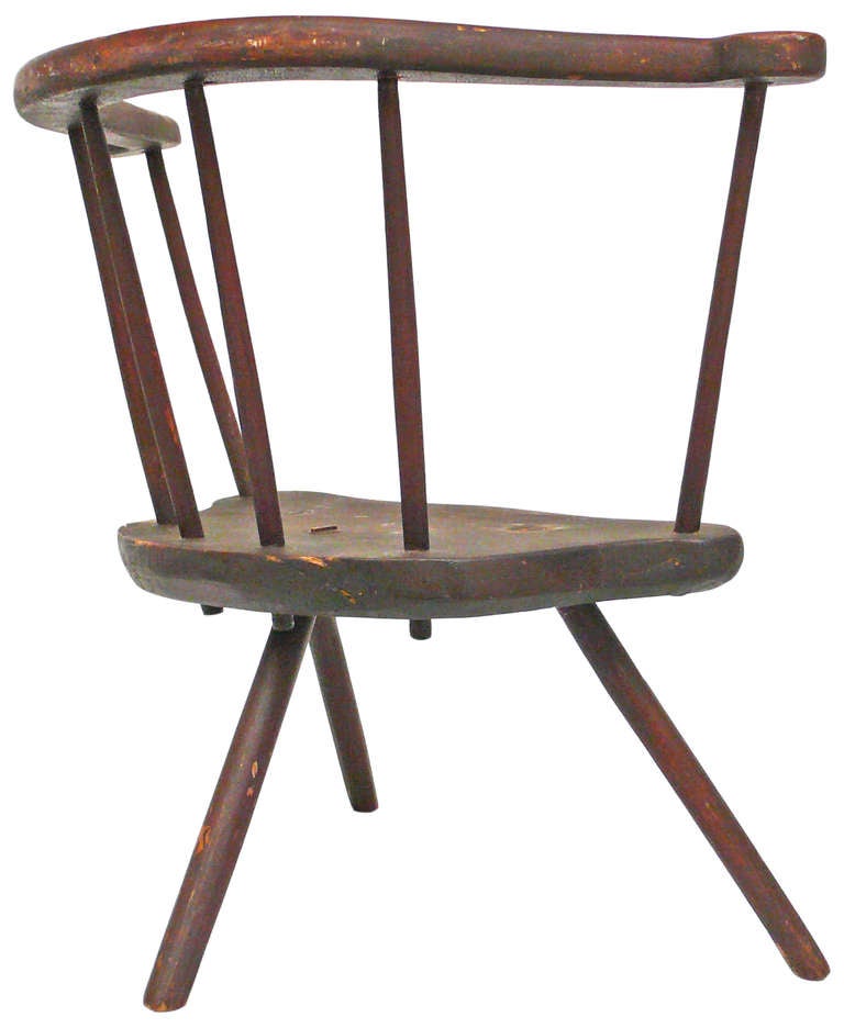 American Wonderful 19th Century Primitive 3-Legged Chair