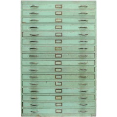 Vintage Green Flat File Storage Cabinet 