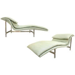 Pair of "Wave" Chaise Lounge Chairs by Giovanni Offredi for Saporiti