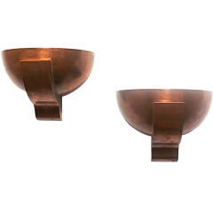 Pair of Machine Age copper sconces