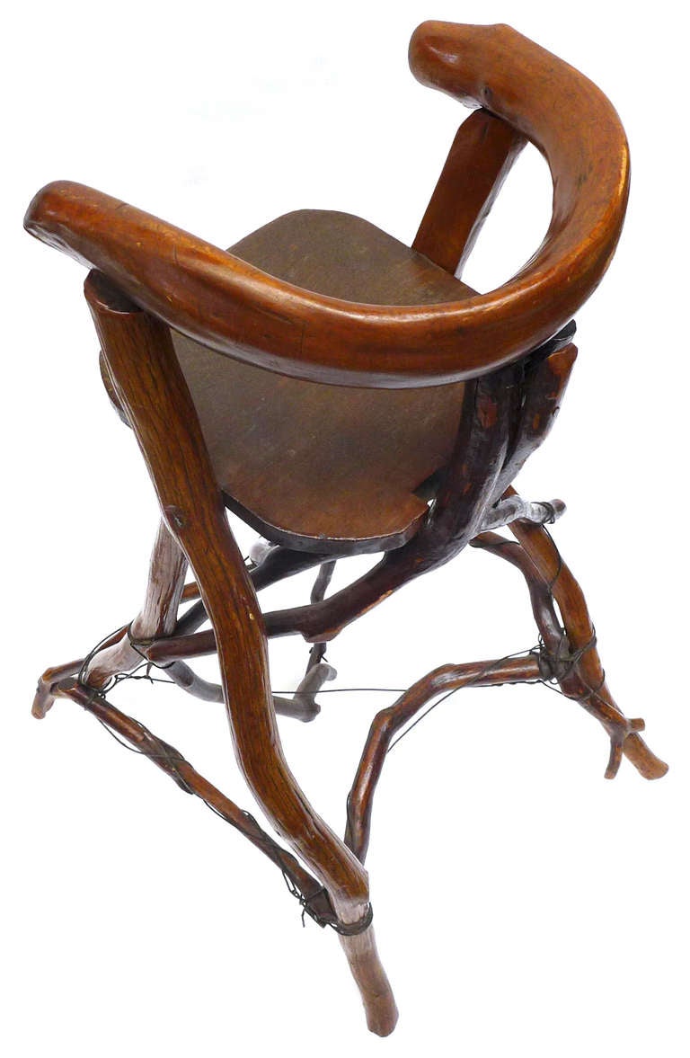 Wood Primitive Twig High Chair For Sale