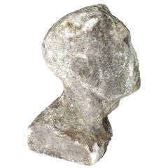 Hand Carved Stone Bust of a Man