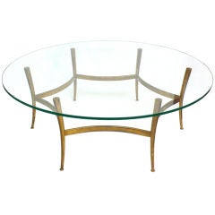 Sculptural Brass and Glass Italian Coffee Table