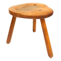 Unusual 3-legged Stool with Sculpted Seat