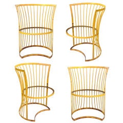 Unusual Set of Four Modernist Iron Outdoor Chairs