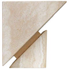 Used Unusual Architectural Travertine Side Table