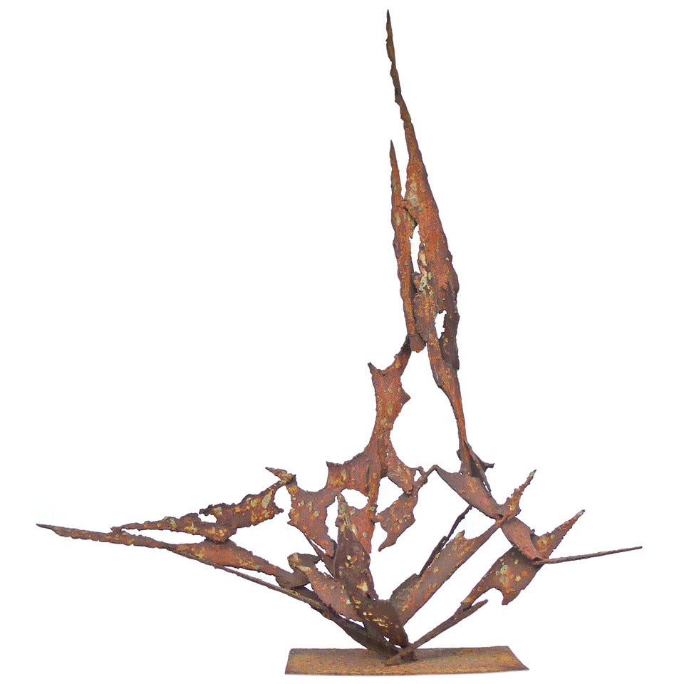 Brutalist Welded Steel Sculpture by Bijar For Sale