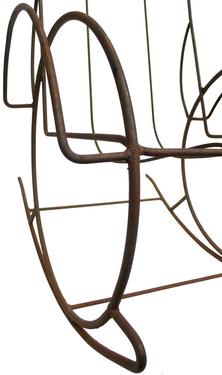 Pair of Modernist Wrought Iron Rocking Chairs 5