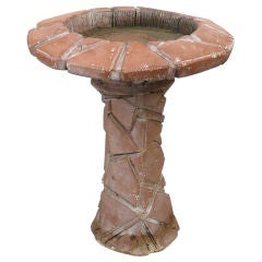 Vintage Concrete Cubist Birdbath