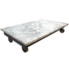 Massive Industrial and Carrera Marble Top Coffee Table
