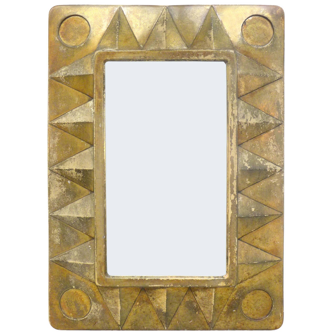 Gilt Geometric Framed Mirror at 1stdibs