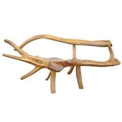 Large Sculptural Burl Wood Bench