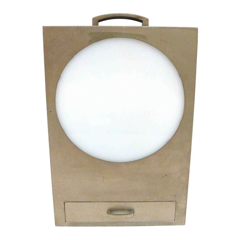 Modernist Japanese Nickel and Glass Lantern