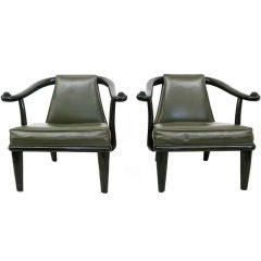 Wood and Leather Armchairs by Monteverdi-Young