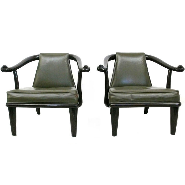 Wood and Leather Armchairs by Monteverdi-Young For Sale