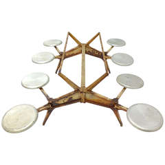 Spectacular Industrial Table Base with Eight Articulating Aluminum Seats