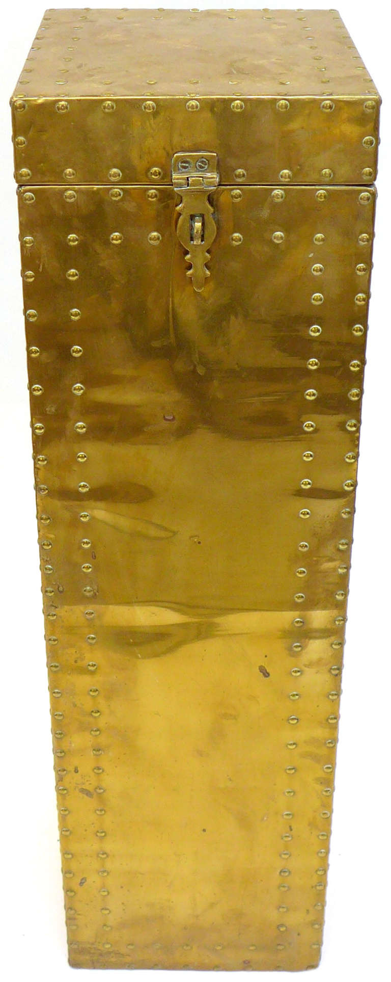 Unusual Brass Clad Pedestal Chest at 1stDibs