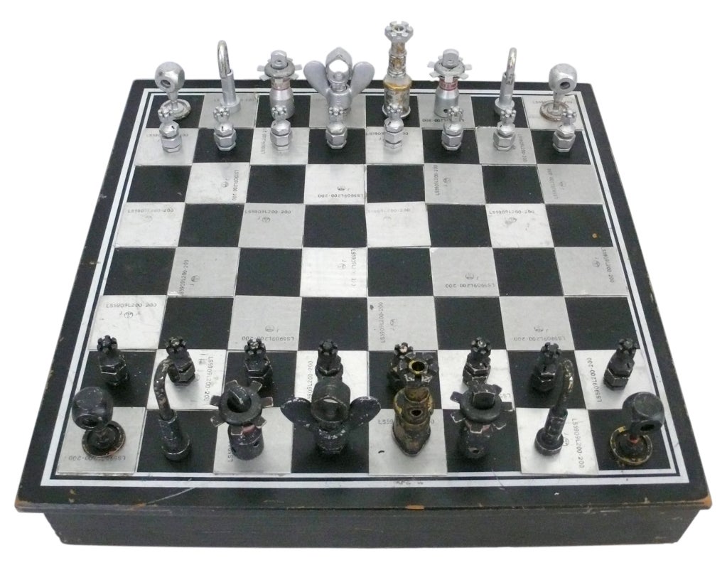 Folk Art Machinist Chess Set at 1stdibs